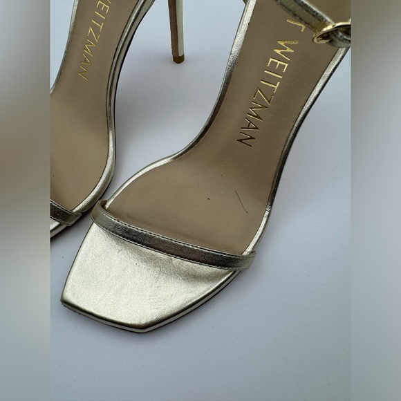 EUC STUART WEITZMAN BARELYNUDIST 100 LIGHT GOLD SZ 7B - Picture 4 of 8